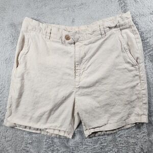 Marine Layer Shorts Mens 33 Beige Textured Cotton Chino 8" Inseam Casual Preppy